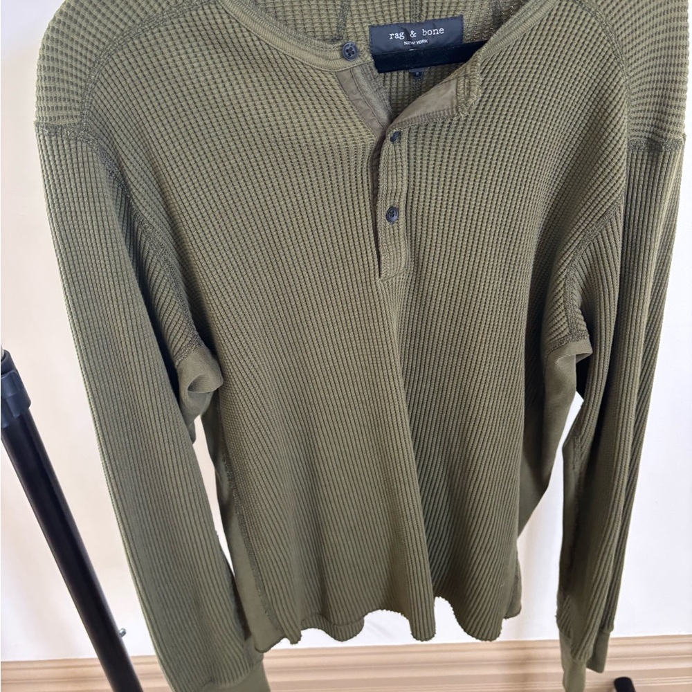 Rag & Bone Khaki Waffle Knit Top